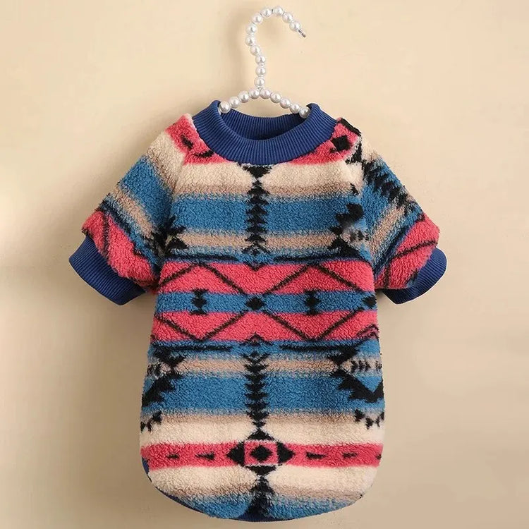 Striped Ethnic Pet Sweatshirt | Cozy Wear for Dogs/Cats for Autumn/Spring