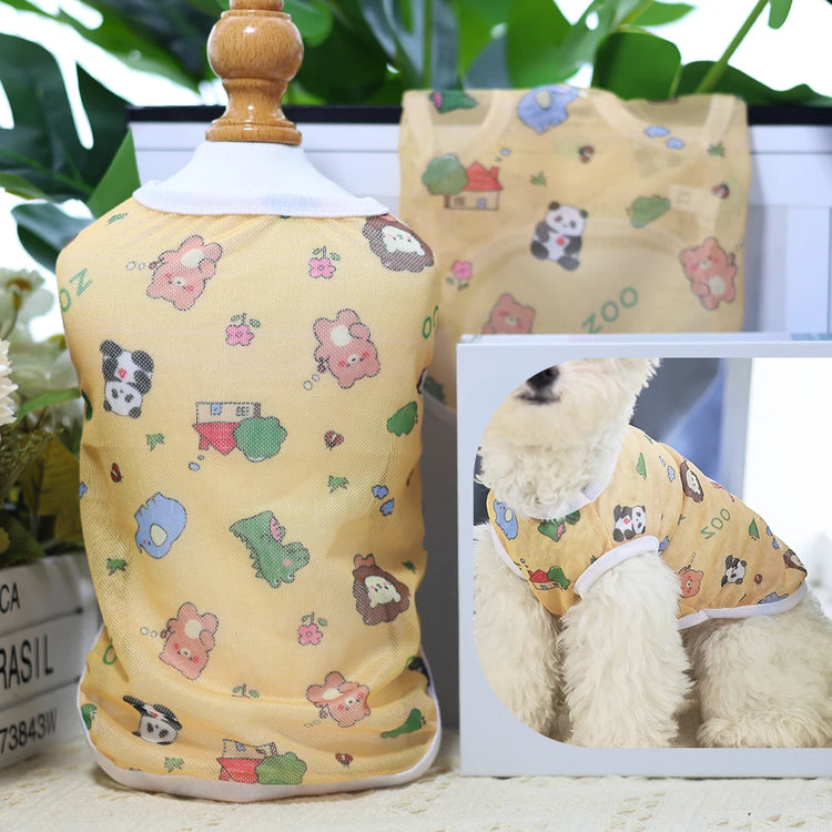 Original Cartoon Summer Mesh Vest | Cute & Breathable Pet Clothing For Cats/Dogs