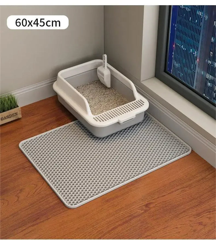 Cat Litter Mat | Non-Slip Pet Litter Box Filter Pad | Double Layer Waterproof Cat Mat | Wear-Resistant Pet Cleaning Supplies