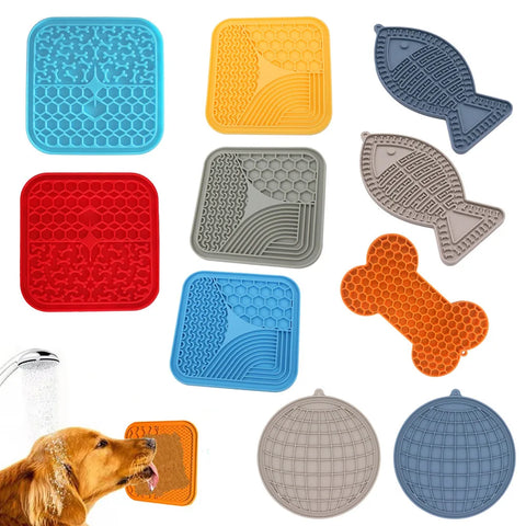 Silicone Pet Licking Mat for Cats/Dogs | Anti-Choking Slow Food Bowl | Bath Distraction Plate | Pet Supplies Cutlery