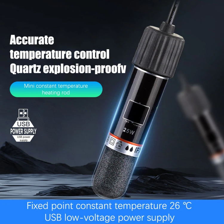 USB Mini Aquarium Heater – 10W Submersible Rod, 26°C Constant Temperature