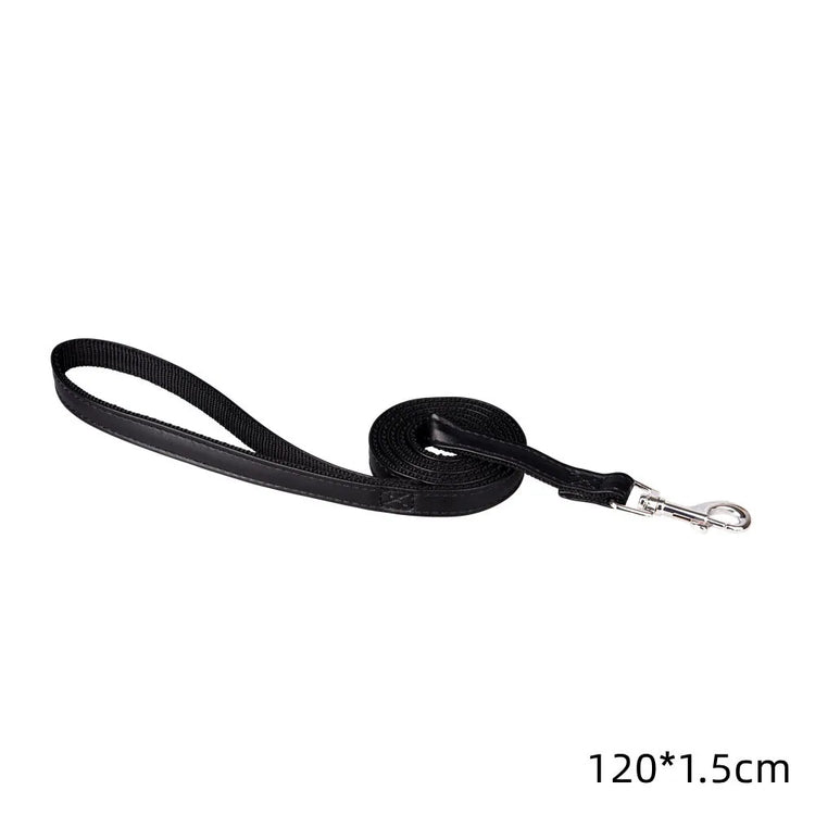 120cm PU Leather Padded Nylon Dog Leash – Durable, Comfortable, and Easy to Use for Dogs and Cats