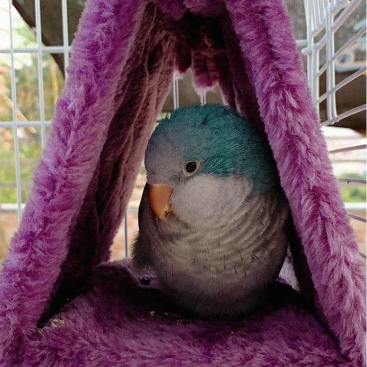Pet Bird Hammock Hut | Warm Hanging Tent Bed for Parrots & Small Birds | Cozy Plush Nest for Sleeping & Cage Decoration