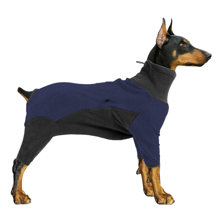 Warm Fleece Dog Onesie – Winter Coat for Medium & Large Dogs, Easy Wear Design