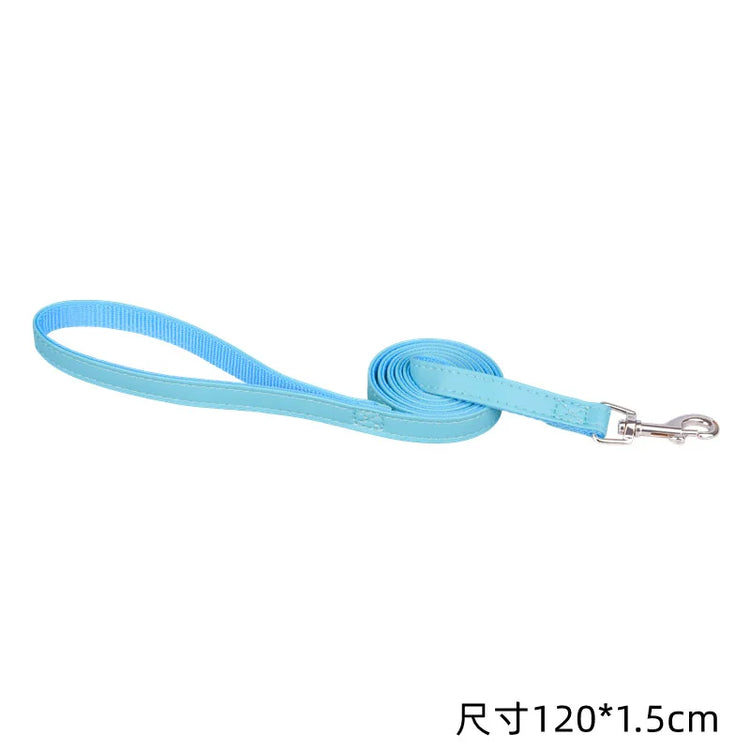 120cm PU Leather Padded Nylon Dog Leash – Durable, Comfortable, and Easy to Use for Dogs and Cats