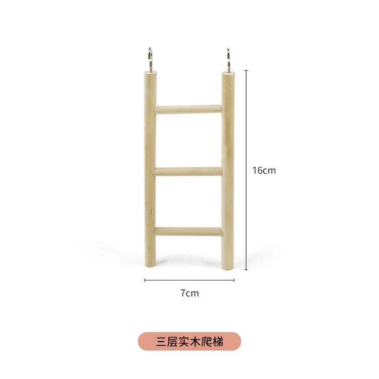 1PC Birds Toy | Wooden Ladders Swing Scratcher Perch Climbing | 3/4/5/6 Step Ladder for Bird Cage Parrots Hamsters Hanging Pet Supplies