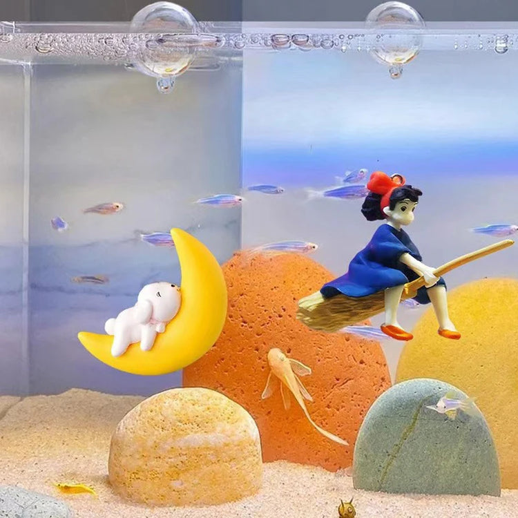 Mini Floating Diver & Mermaid Aquarium Decoration – Cartoon PVC Fish Tank Ornament with Line & Buoy