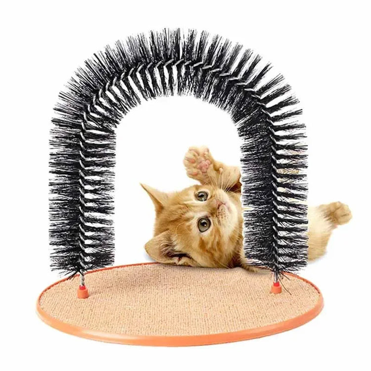 Cat Toy Arch Self Groome | Pamper Feline with A Massage - Grooming Rubbing Brush with Scratching Pad | Toy for Cats - Interactive Toys
