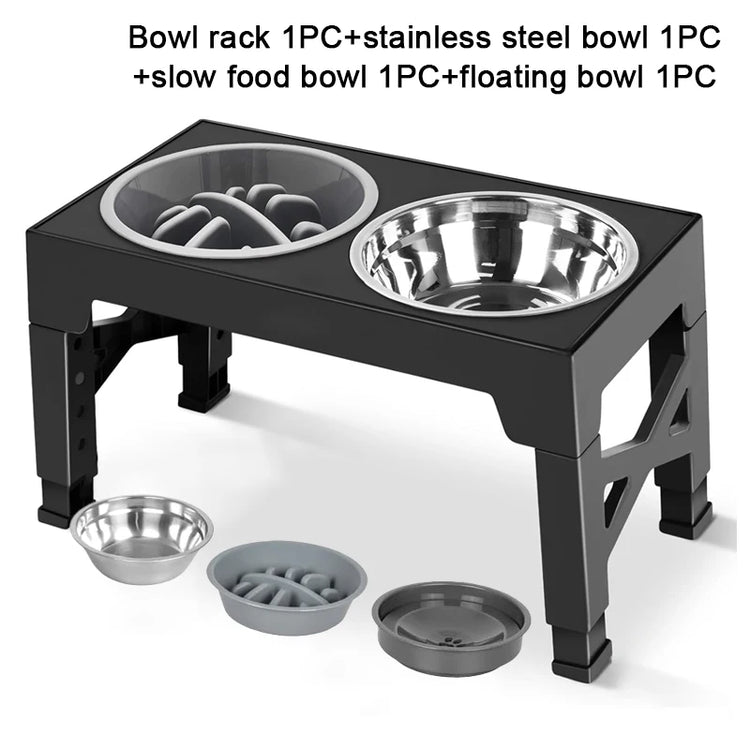 Adjustable Elevated Dog Feeder – 3-in-1 Raised Slow Feeder Bowl with Water Dispenser