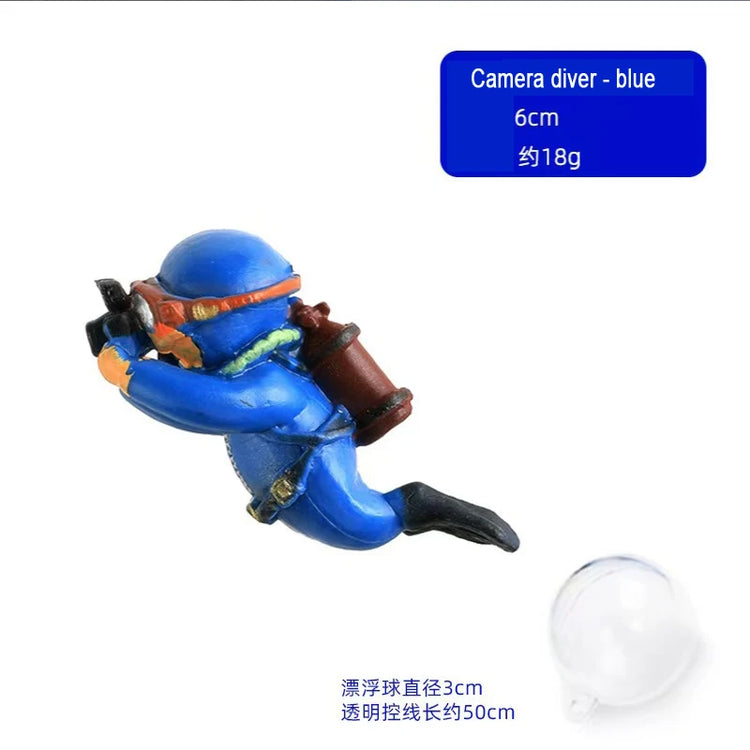 Mini Floating Diver & Mermaid Aquarium Decoration – Cartoon PVC Fish Tank Ornament with Line & Buoy