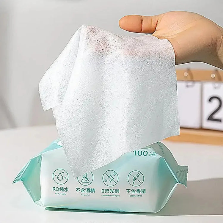 100Pcs/Set Pet Wipes | Cat/Dog Deodorant Moisturizing Cleaning Wipes | Tear Stains & Odor Removal | Safe Gentle Pure Water Pet Supplies