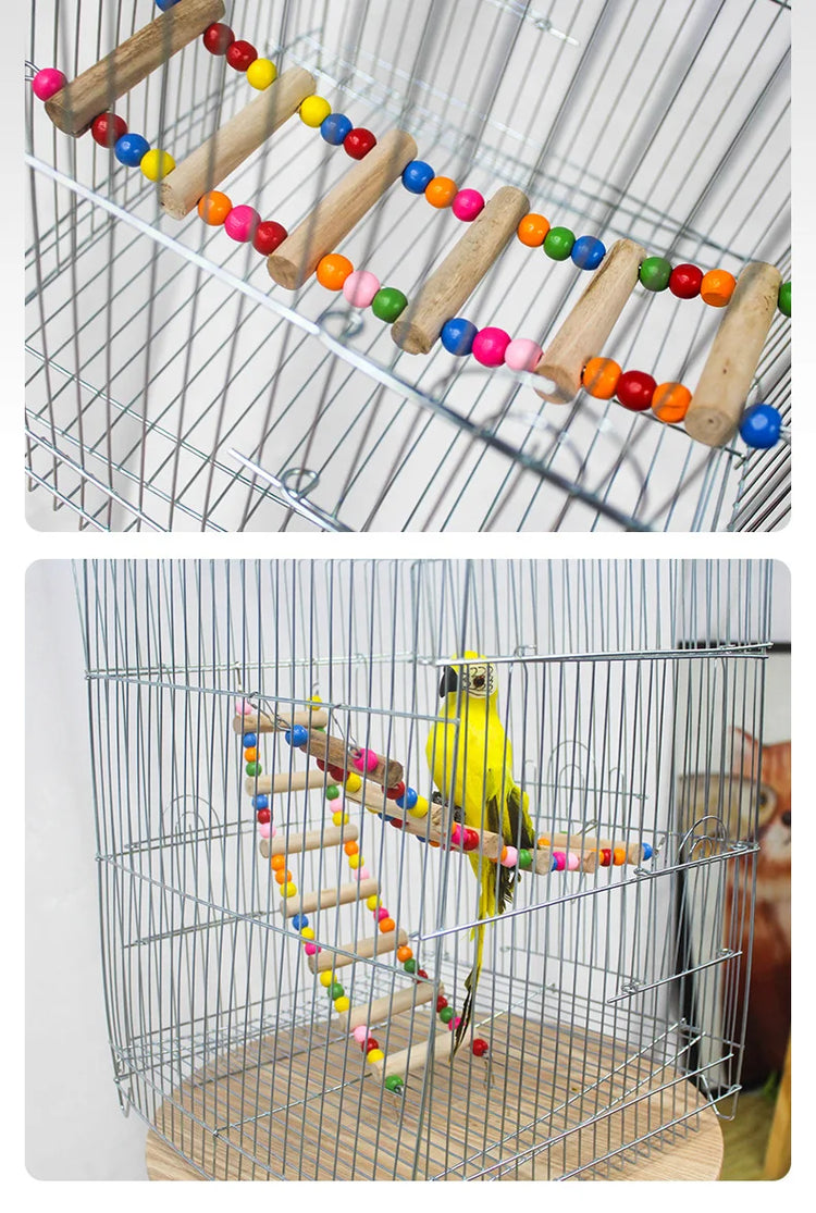 Bird Parrot Toys | Colorful Hanging Cage Climbing Ladders with Natural Wood | Parrots Suspension Bridge Swing Toys | Bird Toy Supplies