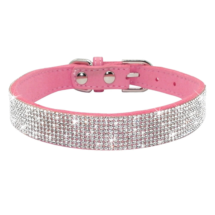 Bling Rhinestone Dog Cat Collars | Leather Pet Puppy Kitten Collar | Walk Leash Lead for Small Medium Dogs Cats | Chihuahua Pug Yorkie