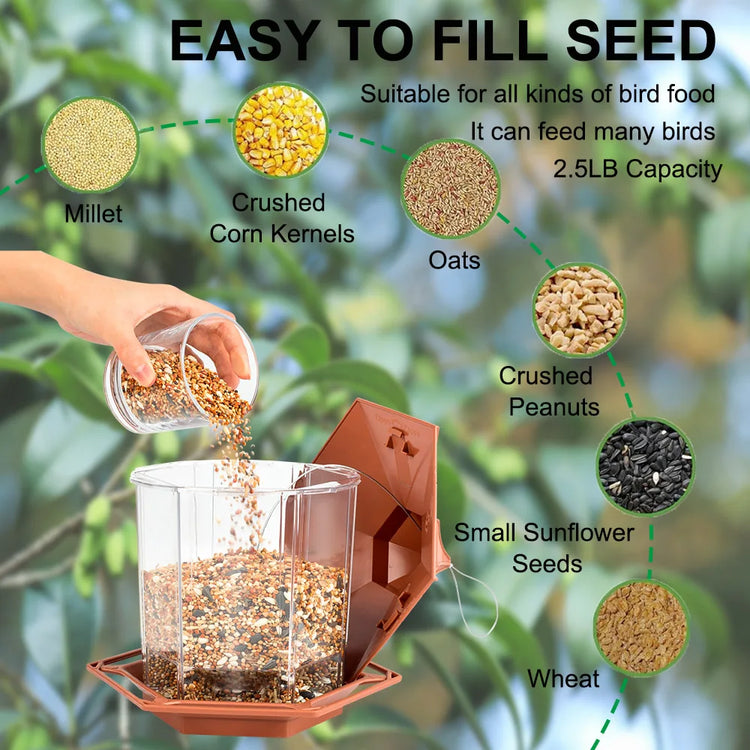 Bird Feeder | Automatic Food Feeding Tool for Birds | Hanging Gazebo Outdoor Nut Feeder | Multiple Hole Food Dispenser Container
