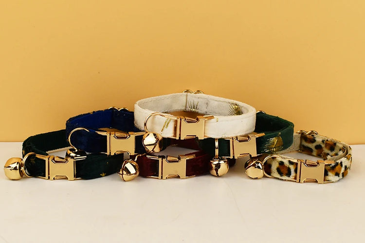 Cat Collar Bowknot | Adjustable Safety Personalized Pet Collar - Customized Name | Soft Corduroy with Bell