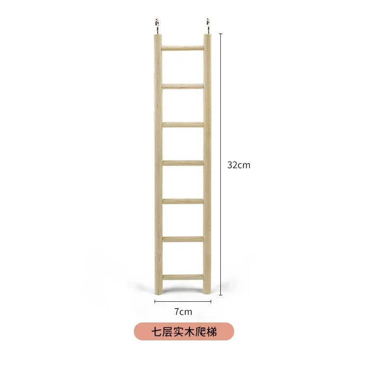 1PC Birds Toy | Wooden Ladders Swing Scratcher Perch Climbing | 3/4/5/6 Step Ladder for Bird Cage Parrots Hamsters Hanging Pet Supplies