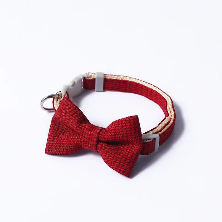 Cute Cat Collar with Bow Tie | Adjustable Design| Pet Dogs Cats Puppy Necklace - Pet Supplies
