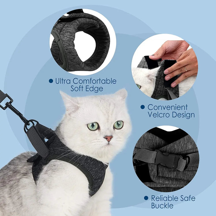 Cat Harness and Leash for Walking | Escape Proof | Soft Vest Harnesses for Cats | Breathable | Reflective Strips Jacket | Cat Accessories