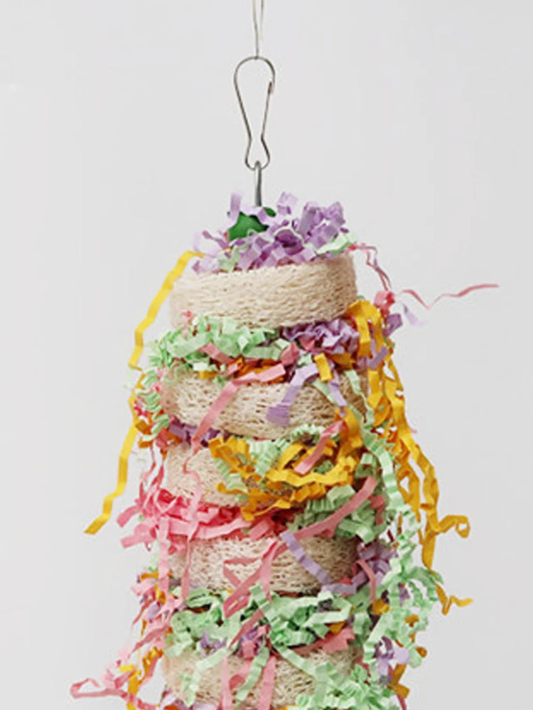 Funny Bird Toys | Parrot Swing with Bell | Natural Loofah Hanging Toy | Climb & Chew Toy for Cockatiels & Parakeets | Pet Cage Accessory