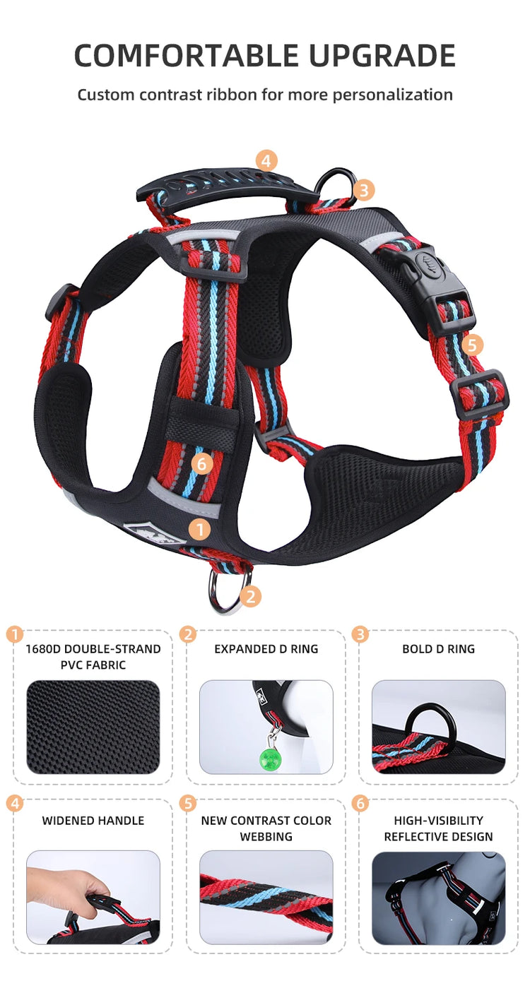 Durable Nylon Dog Harness with Handle – Travel-Friendly, Lightweight & Explosion-Proof Vest for All Dog Sizes