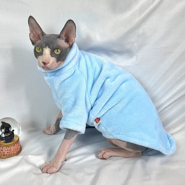 Warm Coral Velvet Cat Clothes | Hairless Sphynx Vest | Winter Turtleneck Kitten Outfit | Puppy Costume | Pet Accessories for Gatitos