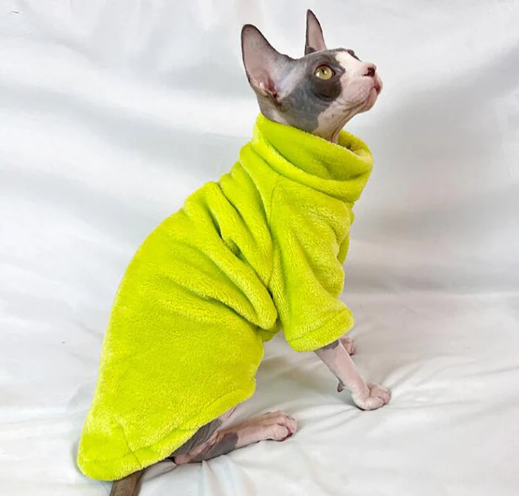 Warm Coral Velvet Cat Clothes | Hairless Sphynx Vest | Winter Turtleneck Kitten Outfit | Puppy Costume | Pet Accessories for Gatitos