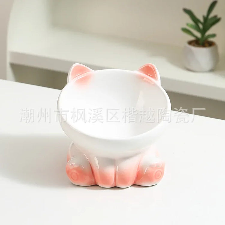 Cat Bowl Pet Accessories | Ceramic Diagonal High Feet - Cute Protection | Cervical Spine Dog Bowl - Drink Water Bowl | Pet Supplies