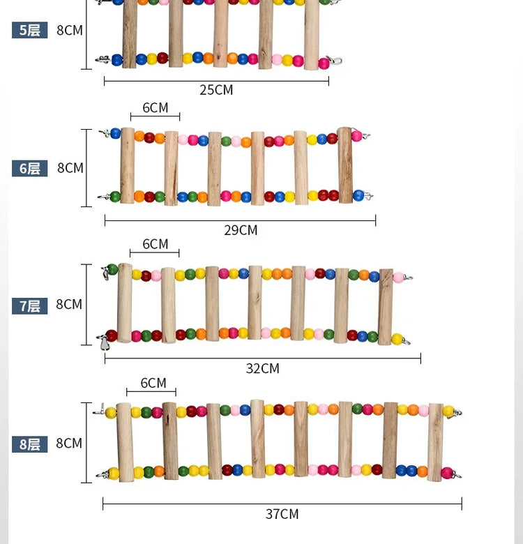 Bird Parrot Toys | Colorful Hanging Cage Climbing Ladders with Natural Wood | Parrots Suspension Bridge Swing Toys | Bird Toy Supplies