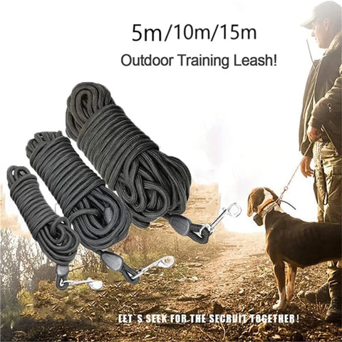 Long Nylon Dog Leash – 5m / 10m / 15m Round Rope for Outdoor Training & Walking