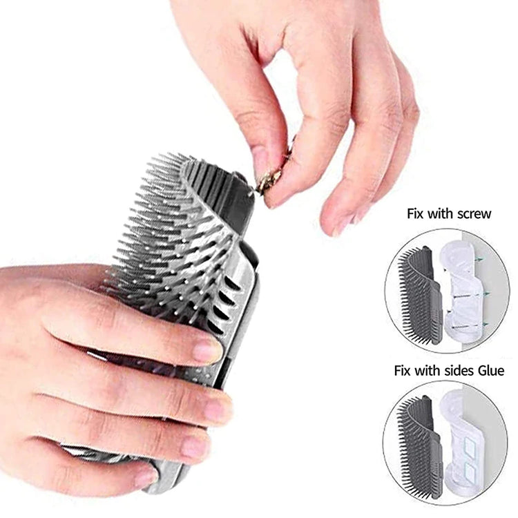 Cat Massage Brush – Self-Grooming Tool with Catnip | Wall/Door/Table Mountable Cat Massage Brush for Cats | Cat Toys