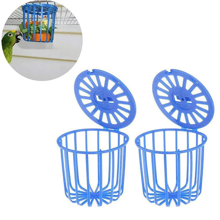 1pcs Bird Parrot Feeder – Cage Hanging Basket for Fruits & Vegetables | Plastic Cage Accessory for Budgies, Parakeets & Small Birds