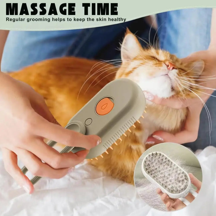 Pet Cat Grooming Comb with Electric Spray | Soft Silicone Steam Brush | Pet Bath & Massage Hair Remover Tool for Cats/Kittens