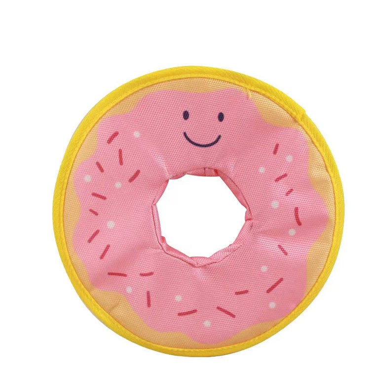Durable Donut-Shaped Dog Toy – Interactive Squeaky Flying Disc