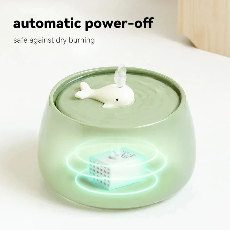 1.3L Ceramic Cat Water Fountain | USB Rechargeable Pet Water Dispenser | Automatic Circulating Filter for Cats & Small Dogs