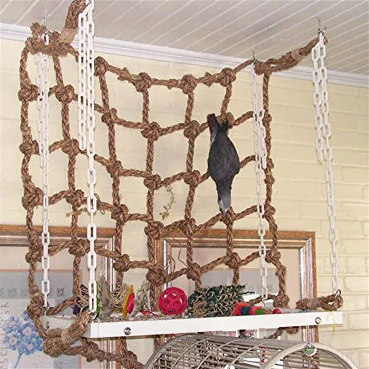 40*40cm Parrot Climbing Net | Bird Toy Swing Rope Net | Bird Stand Hammock with Hook | Hanging Chewing Biting Toy for Parrots
