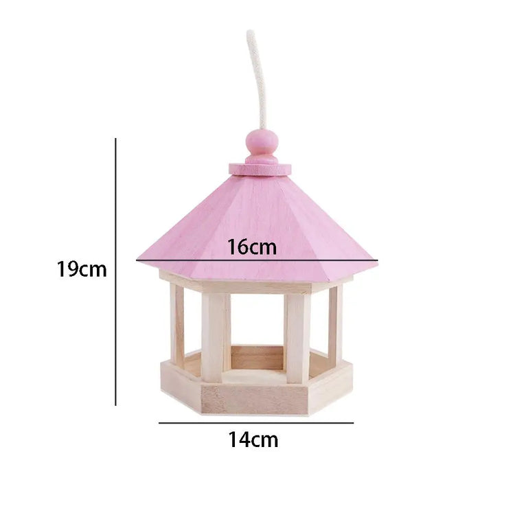 Simple Hanging Wooden Bird House Feeder – Outdoor Bird Shelter for Garden, Balcony, or Deck