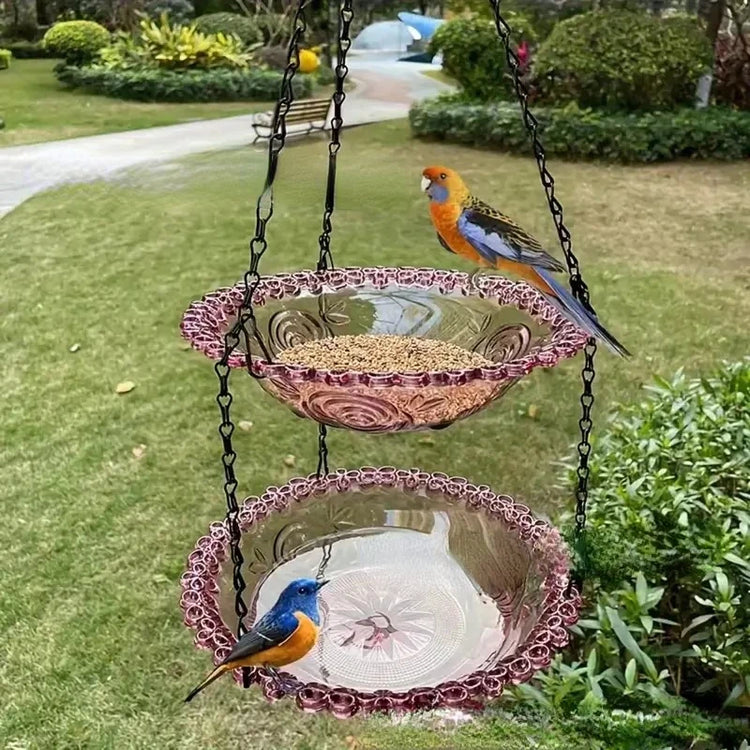 Flower-Shaped Hanging Bird Feeder & Birdbath | Outdoor Garden Tray for Hummingbirds & Wild Birds | Yard & Farm Decor