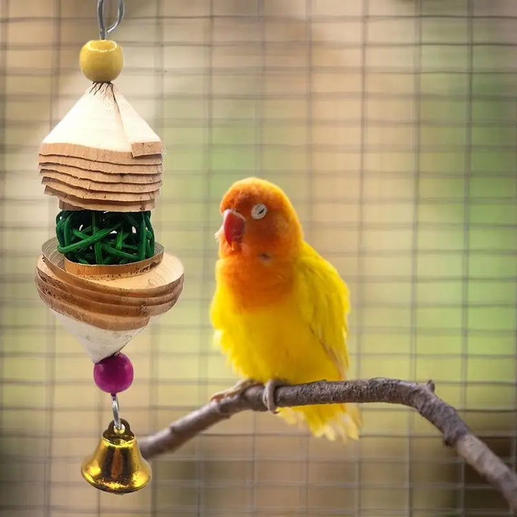 Bird Chewing Toy | Parrot Beak Bite Supplies with Bells | Bird Cage Accessories | Cage Toys for Cockatiels- Conures/Love/Finches