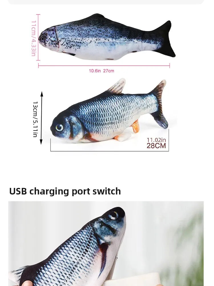 Cat/Dog Toy – USB Charging Electric Floppy Fish | Simulation Interactive Pet Chew Toy | Teeth Grinding & Training Play Toy