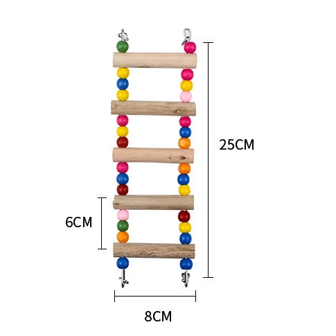 Bird Parrot Toys | Colorful Hanging Cage Climbing Ladders with Natural Wood | Parrots Suspension Bridge Swing Toys | Bird Toy Supplies