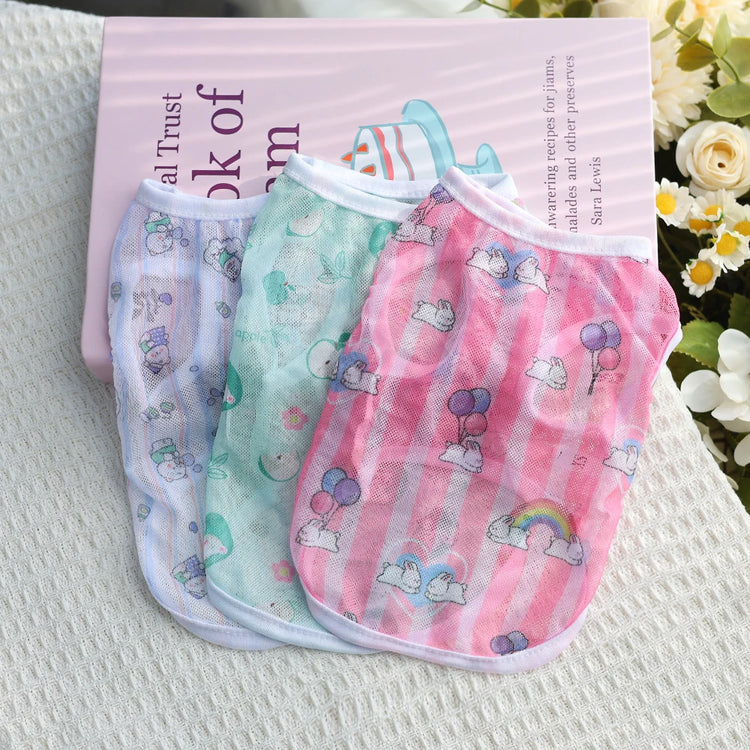 Original Cartoon Summer Mesh Vest | Cute & Breathable Pet Clothing For Cats/Dogs