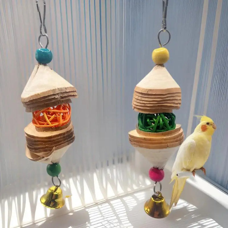Bird Chewing Toy | Parrot Beak Bite Supplies with Bells | Bird Cage Accessories | Cage Toys for Cockatiels- Conures/Love/Finches