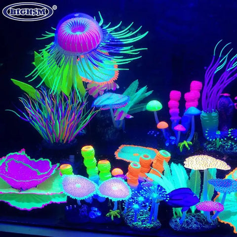 Fluorescent Silicone Aquarium Decoration – Soft Luminous Coral Ornament for Fish Tank Landscaping