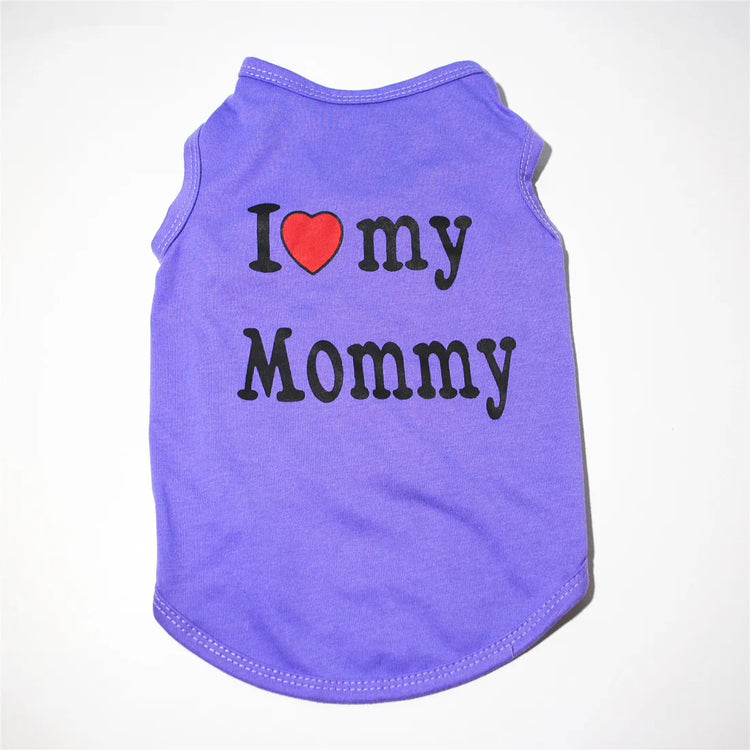 "Love Mommy & Daddy" Cotton Cat Vest | Cute Printed T-Shirt for Cats/ Small Dogs