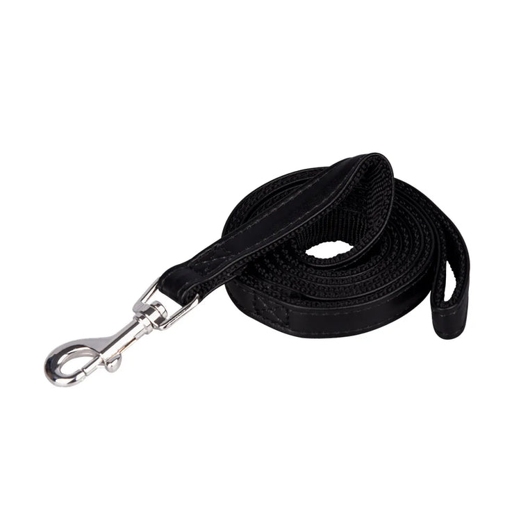 120cm PU Leather Padded Nylon Dog Leash – Durable, Comfortable, and Easy to Use for Dogs and Cats
