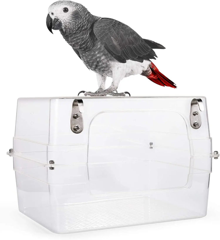 Bird Bath Shower Bathtub Box Large Hanging Clear Transparent Cube for Parrots Cage Accessories Bowl