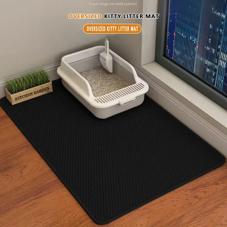 Cat Litter Mat | Non-Slip Pet Litter Box Filter Pad | Double Layer Waterproof Cat Mat | Wear-Resistant Pet Cleaning Supplies