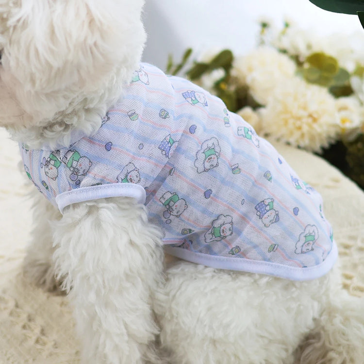 Original Cartoon Summer Mesh Vest | Cute & Breathable Pet Clothing For Cats/Dogs