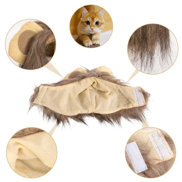 Cute Lion Mane Wig Hat for Cats/Small Dogs | Funny Pet Costume For Halloween, Christmas & Parties