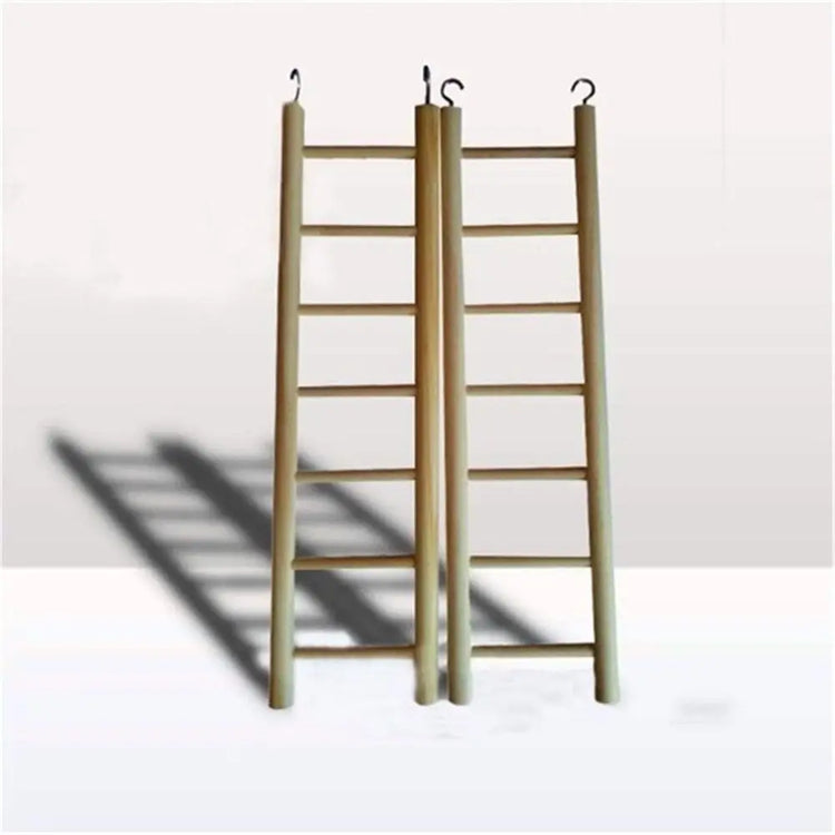 Wooden Bird Climbing Ladder Toy | DIY Parrot Cage Accessory with Hooks | Natural Wood Play Ladder for Birds & Hamsters